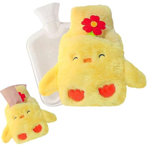 Bouillotte miniature en peluche poulet jaune dessin animé avec couvercle (1/5)