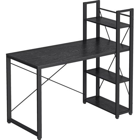 Bureau informatique table d'ordinateur longueur 120 cm avec étagères à gauche ou à droite stable montage facile pour bureau à domicile style industriel noir (1/5)