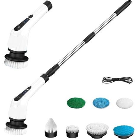 Brosse de nettoyage électrique 7 en 1 Ynkkvre – Brosse rotative pour salle de bain et cuisine avec manche réglable, étanche IPX7 – Idéale pour les sols, le carrelage, les coins et les espaces étroits (1/5)
