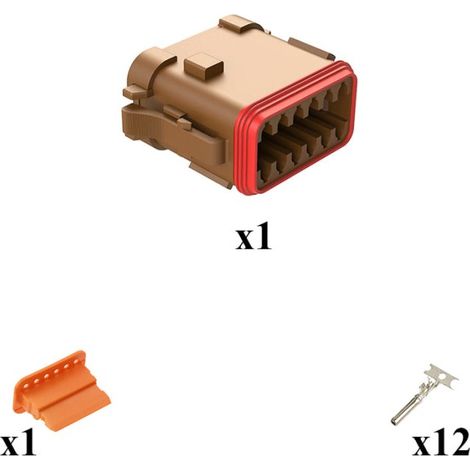 Kit connettore serie DT maschio porta femmina 12 vie EP06 Marrone