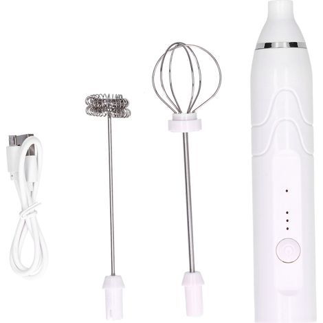 3-stufiger multifunktionaler Milchaufschäumer, tragbare elektrische Aufschäummaschine, USB-Ladefunktion (Weiß)