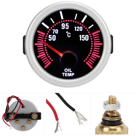 Manomètre de température d'huile moteur 52 mm (2 pouces) avec éclairage blanc, accessoire automobile universel 12 V (1/5)