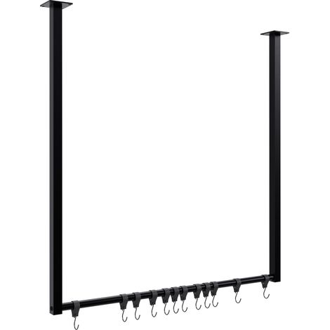 Appendiabiti/appendiabiti sospeso con 12 ganci 80x80 cm acciaio verniciato a polvere nero 100009019