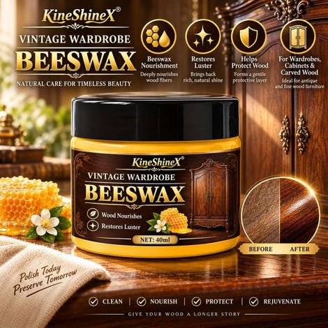 KineShineX Vintage-Kleiderschrankpflege Bienenwachs Massivholzmöbel Holzpflege Polierwachs für alte Holzschränke (1/4)
