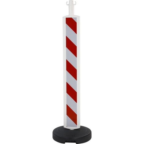 Poteau Haute visibilité Rouge/Blanc hauteur 1m sur socle à lester 9kg - 1330023 (1/3)