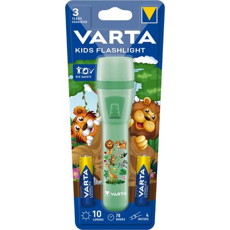 VARTA KIDS Torcia LED portatile per bambini con batterie AA, 10 lm, portata fino a 4 m