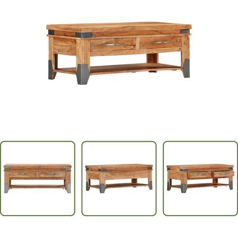 Bois d'acacia - Table basse 110x52x45 cm Bois d'acacia solide (1/5)