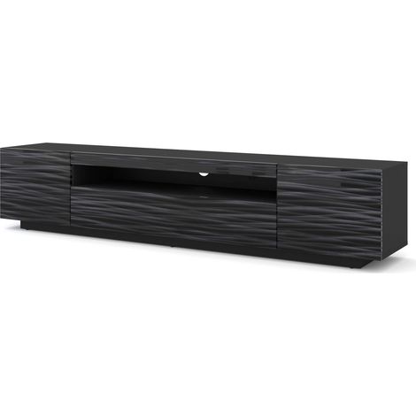 Mobile TV universale Aura 200 cm da appendere o da posizionare sotto il mobile TV - buffet Hi-Fi - Sahara 3D nero senza LED