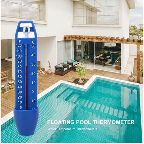 Thermomètre flottant pour piscine avec corde en Fahrenheit et Celsius - Précision et lecture facile en PP bleu (1/5)