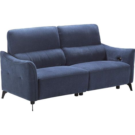 BURGOS - Canapé 3 Places Electrique Tissu Waterproof Bleu (1/5)