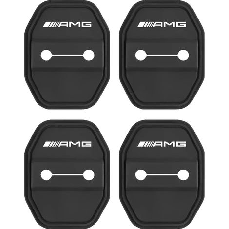 (4 pièces - AMG) Autocollants en silicone pour cache-verrouillage de porte, compatibles avec Mercedes-Benz AMG A180, A200, A260, W203, W210, W211, W205, W204, C, E, S, CLS et GLA. (1/4)