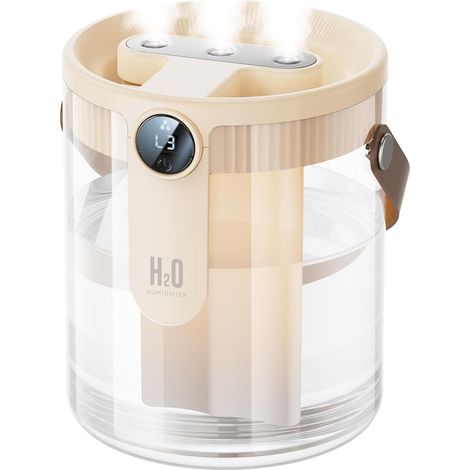 Este humidificador inteligente e recarregável possui um reservatório de água na parte superior e uma luz noturna, sendo ideal para uso doméstico. (1/3)