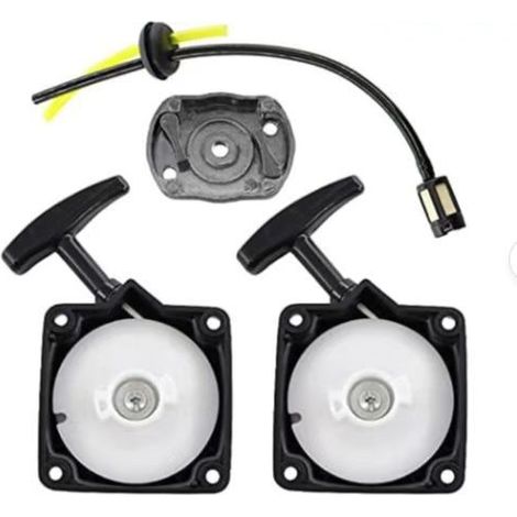 2 Stück Rücklaufstarter + Mitnehmerplatte + Kraftstoffleitung für Red Fox Tarus Fuxtec Timbertech BC52, BC520 Freischneider