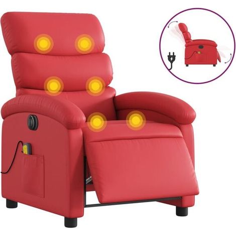 Fauteuil inclinable de massage électrique en similicuir rouge (1/5)