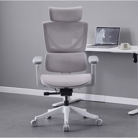 Silla de oficina ergonómica de malla gris ajustable 70,6 x 70,6 cm para teletrabajo - CHICFURN (1/5)