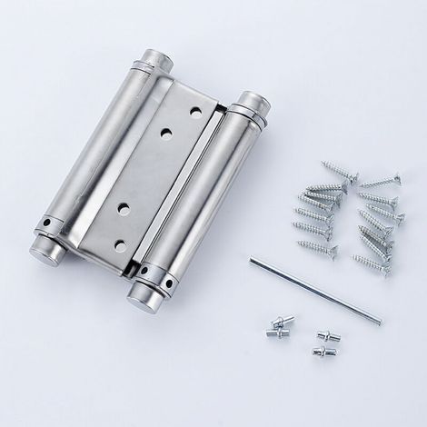 2x paire charnière paumelle portes va-et-vient ressort double action acier inoxydable saloon western, 100 mm (1/5)