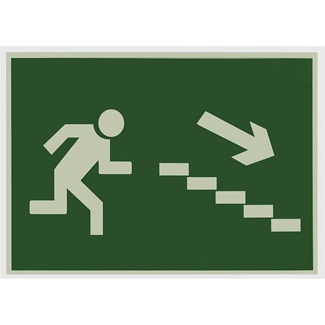 Cartello di emergenza fluorescente in PVC 21x29 cm VERDE E BIANCO, elevata durata e facile installazione