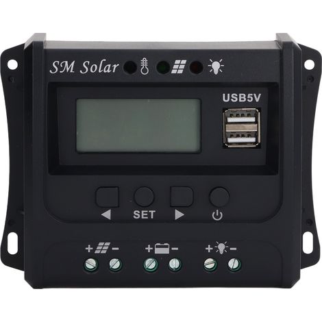 Régulateur de Charge Solaire PWM 3 Étapes 12V 24V 10A avec Microcontrôleur Intelligent et Plaque Aluminium ABS (1/5)