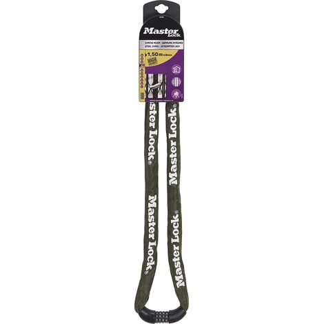 Master Lock 8028EURD, Fahrradkettenschloss mit Zahlenschloss, 150-cm-Kette, grün (1/3)
