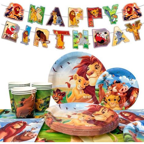 Décoration Anniversaire - INBOXXARTY - Roi Lion - Kit Vaisselle - Multicolore - 16 Invités (1/5)