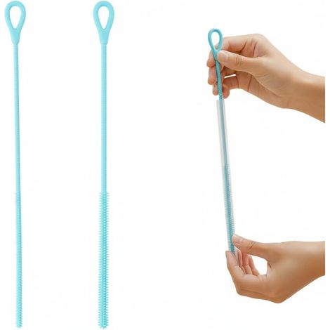 2 Pièces Goupillon, Diamètre 6mm Et 9mm, Silicone Alimentaire, Noyau Acier Inoxydable, Pour Paille Et Bouteille
