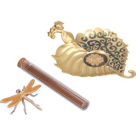 Handgefertigter, blattförmiger Räucherstäbchenhalter aus Legierung, Aschefänger, Wohnaccessoire, eleganter Ständer. (1/5)