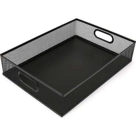 Organizer da scrivania - Vassoio a cassetto - Formato A4 - Rete metallica - Base antiscivolo - 33 x 23 x 7 cm (1/5)