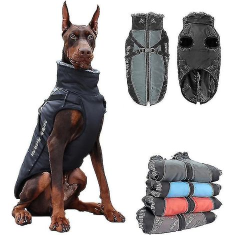 Kleidung für große Hunde – Warme, wasserdichte Jacke mit Fellkragen für Herbst und Winter – Wilma Dog-XL-Roter Französische Bulldoggenmantel