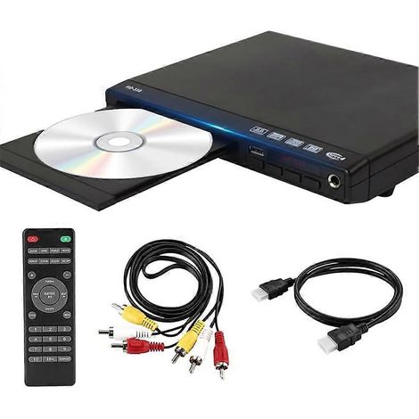 Lecteur DVD compatible HDMI pour TV, lecteur CD/DVD compact HD 1080p, port 6,5 mm, sortie AV, entrée USB, compatible PAL/NTSC, prise européenne (1/5)