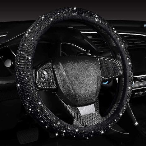 Housse de volant en velours noir ornée de strass, 15 pouces, toucher doux, pour femme (1/5)