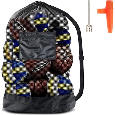 1 Sac de Ballon en Filet, Grand Capacité, Nylon Robuste, Cordon de Serrage, pour Football Basket-Ball Volley-Ball