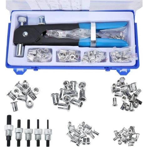 Pince à riveter 86pcs M3 M4 M5 M6 M8 – Corps aluminium haute résistance – Poignée antidérapante – Outil ergonomique pour professionnels