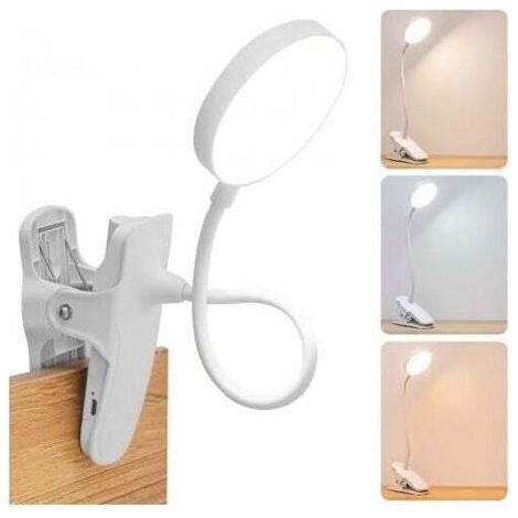 Lampe de chevet LED USB à pince, commande tactile, 3 modes d'éclairage, avec protection oculaire à pince (1/4)
