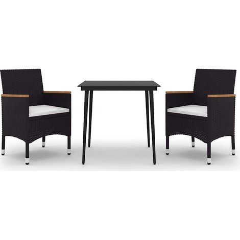 Maison Exclusive - Set da Pranzo per Giardino 3 pz con Cuscini Polyrattan e Vetro (1/5)