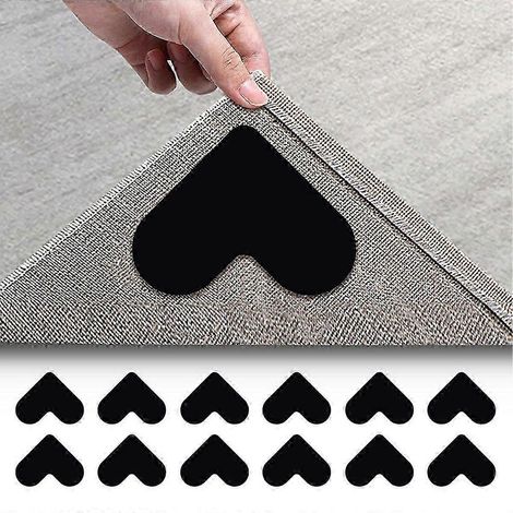 Lot de 12 bandes antidérapantes pour tapis, double face, lavables, pour tapis de sol et moquette. (1/5)