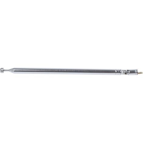 Antenne Radio AM FM Télescopique 7 Sections Métal Argenté Longueur 75cm (1/4)