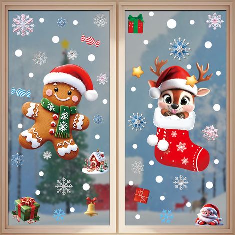 Nouveaux autocollants de Noël, flocons de neige 3D, bonhommes de neige, stickers pour fenêtres, sapins du Père Noël, cadeaux, autocollants statiques en PVC pour vitres