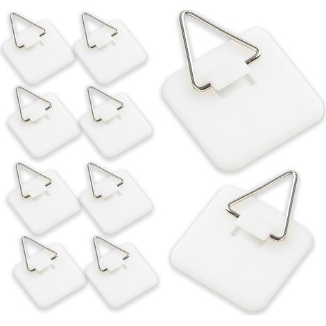30 PCS Crochet Adhésif Tableau - Fixations pour cadres adhésives invisibles - Supports adhésifs verticaux pour tableaux, plaques murales et art décoratif - crochets adhésifs(grand carré) (1/4)