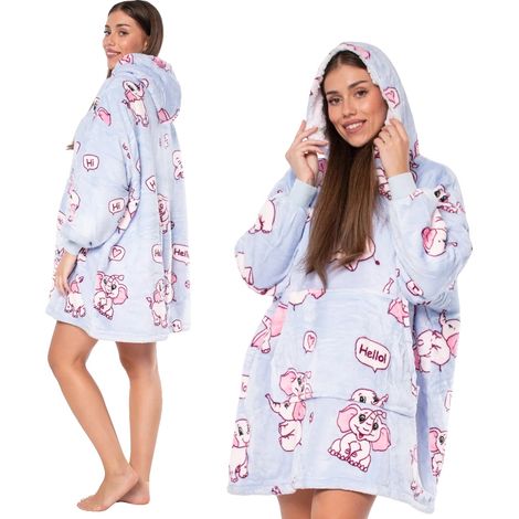 Übergroße Sweatshirt-Decke, weiches Flanell, warme Sherpa, LILA (1/5)