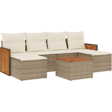 Maison Exclusive - Set Divani da Giardino 7 pz con Cuscini Beige in Polyrattan
