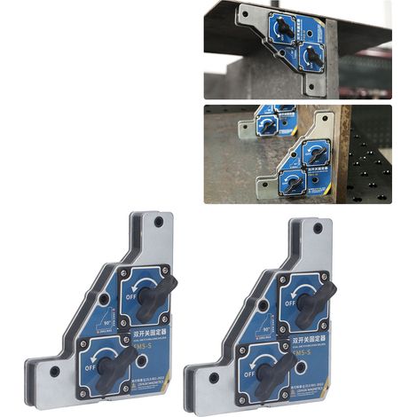 Dispositif de soudage magnétique à double interrupteur FM5-S, aimant puissant de 28 kg, positionnement à angle droit de 90°, outil auxiliaire de serrage magnétique pour soudage électrique (1/5)