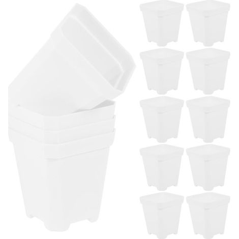 10 macetas de plástico para plántulas y pequeñas plantas, Macetas de plástico, suculentas y otras plantas pequeñas, blancas (1/5)