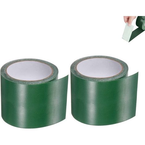 Pezzo di nastro adesivo resistente e impermeabile. Nastro adesivo verde ad alta forza adesiva. Nastro tessile antistrappo. Nastro per riparazioni di tende. 5 cm × 5 m. Multiuso. (1/5)