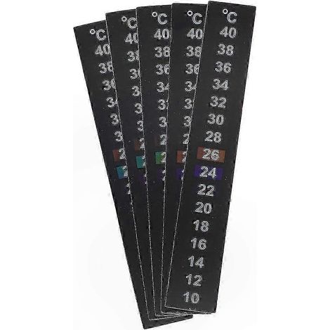 Set mit 5 Aquarium-Thermometerstreifen, selbstklebende Temperaturaufkleber 10-40°C, Messetiketten für Aquarien (1/3)