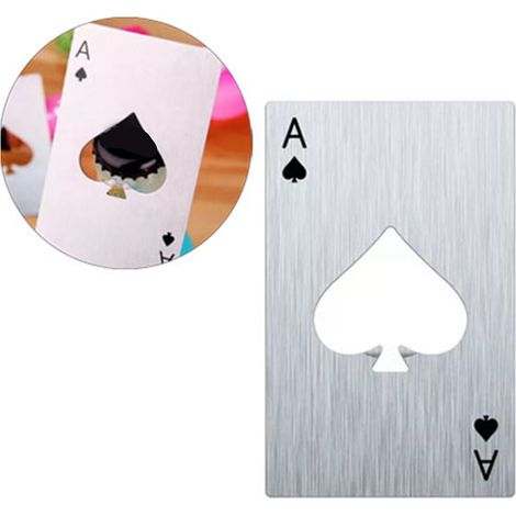 Set mit 20 Flaschenöffnern in Form von Poker-Assen aus Edelstahl, für Bars und Partys. (1/5)