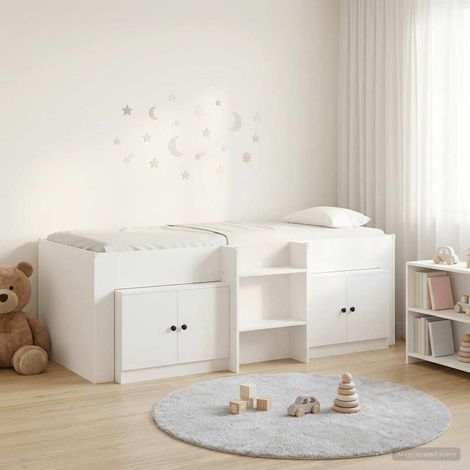 vidaXL Struttura Letto Loft con Mobile con archiviazione 3 pz Bianco (1/5)