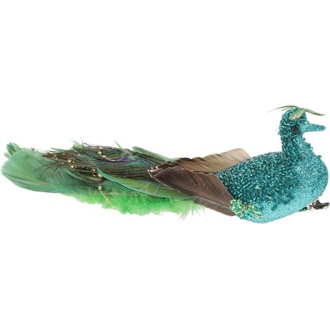 Ornement de Paon Décoratif Figurine Oiseau pour Décoration Intérieure Statue de Paon Artificiel pour Décoration Arbre (1/5)