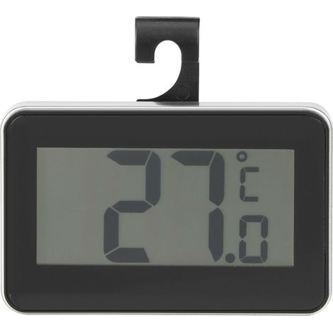 Crezuo Hochpräzises, wasserdichtes elektronisches Kühlschrankthermometer, Kühlschranktemperaturanzeige, Schwarz-Crezuo