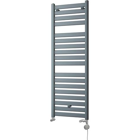 Capri - Anthracite Dual Fuel Towel Rail H1420mm x W500mm Thermostatic - Straight (1/3)