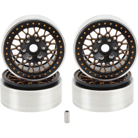 Lot de 4 jantes de roue de crawler en aluminium 4.8cm, noires et dorées, pour Axial SCX10 90046 1/10 RC (1/5)